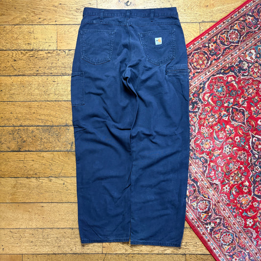 Vintage Carhartt Workwear Carpenter Navy Baggy Trousers - 38L
