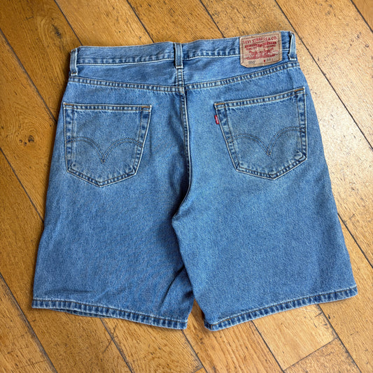 Vintage Levis 550 Baggy Blue Denim Shorts - 34