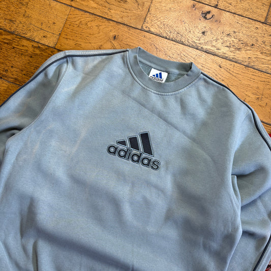 Vintage 90s Adidas Blue Embroidered Sweatshirt - XL