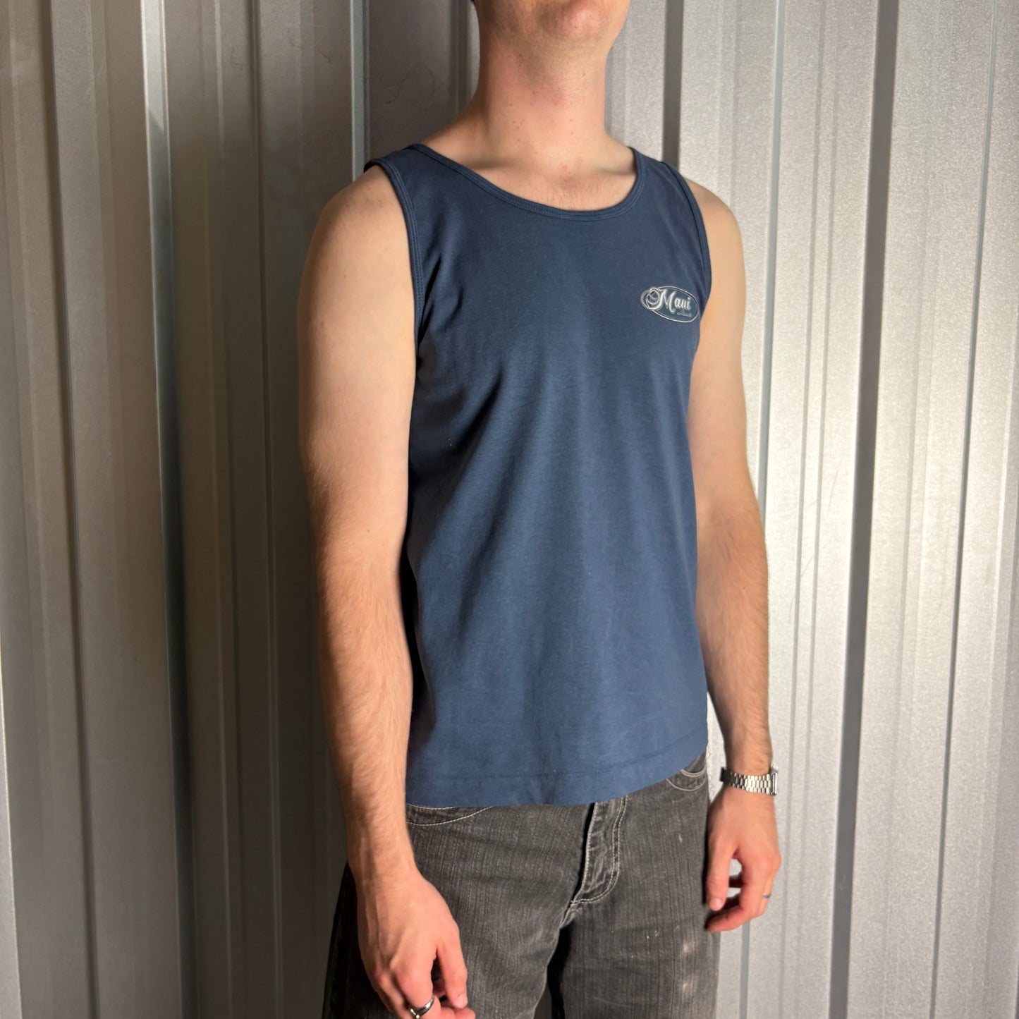 Vintage Maui and Sons Navy Surfwear Graphic Vest - M