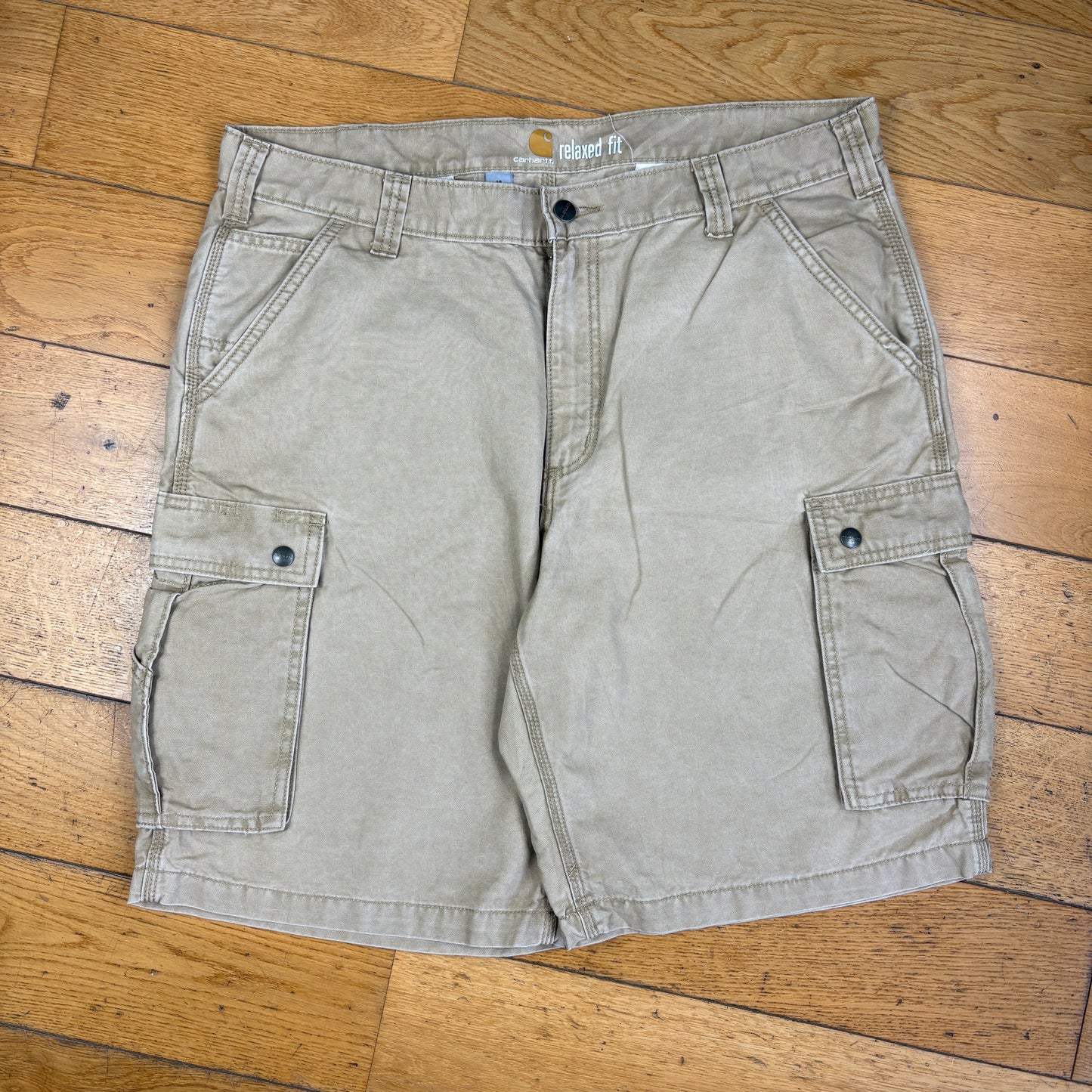 Vintage Carhartt Workwear Cream Baggy Carpenter Shorts - 38