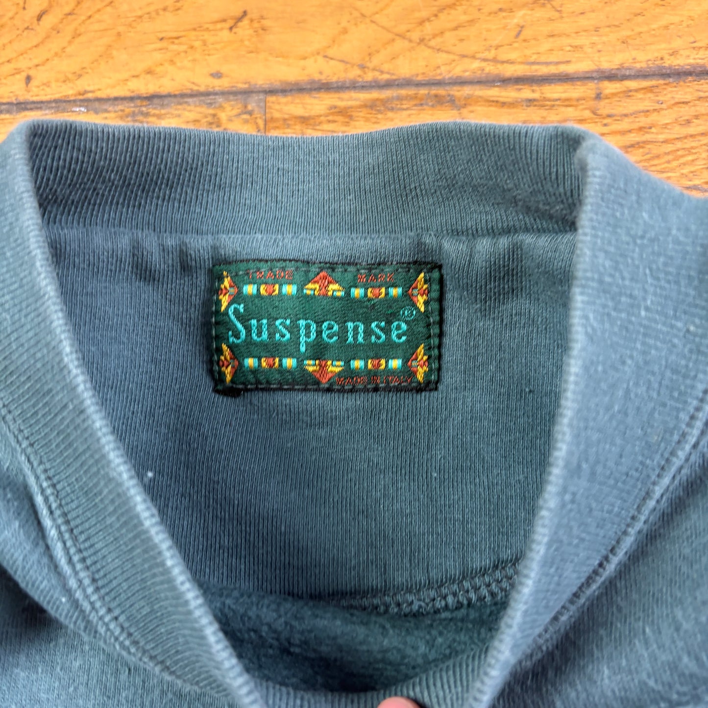 Vintage 90s Embroidered Blue Ski Skiing Christmas Sweatshirt - L