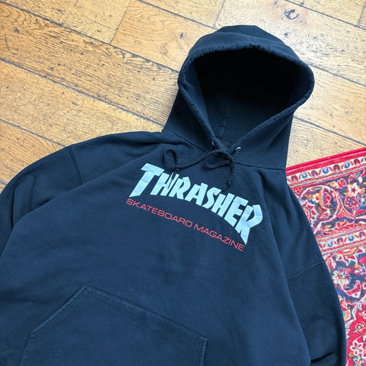 Vintage Thrasher Black Skate Hoodie Sweatshirt - XL