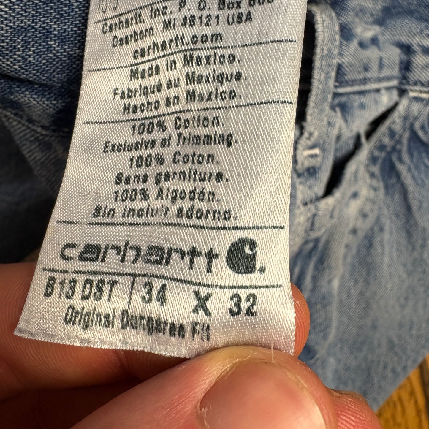 Vintage Carhartt Workwear Carpenter Baggy Blue Jeans - 34R