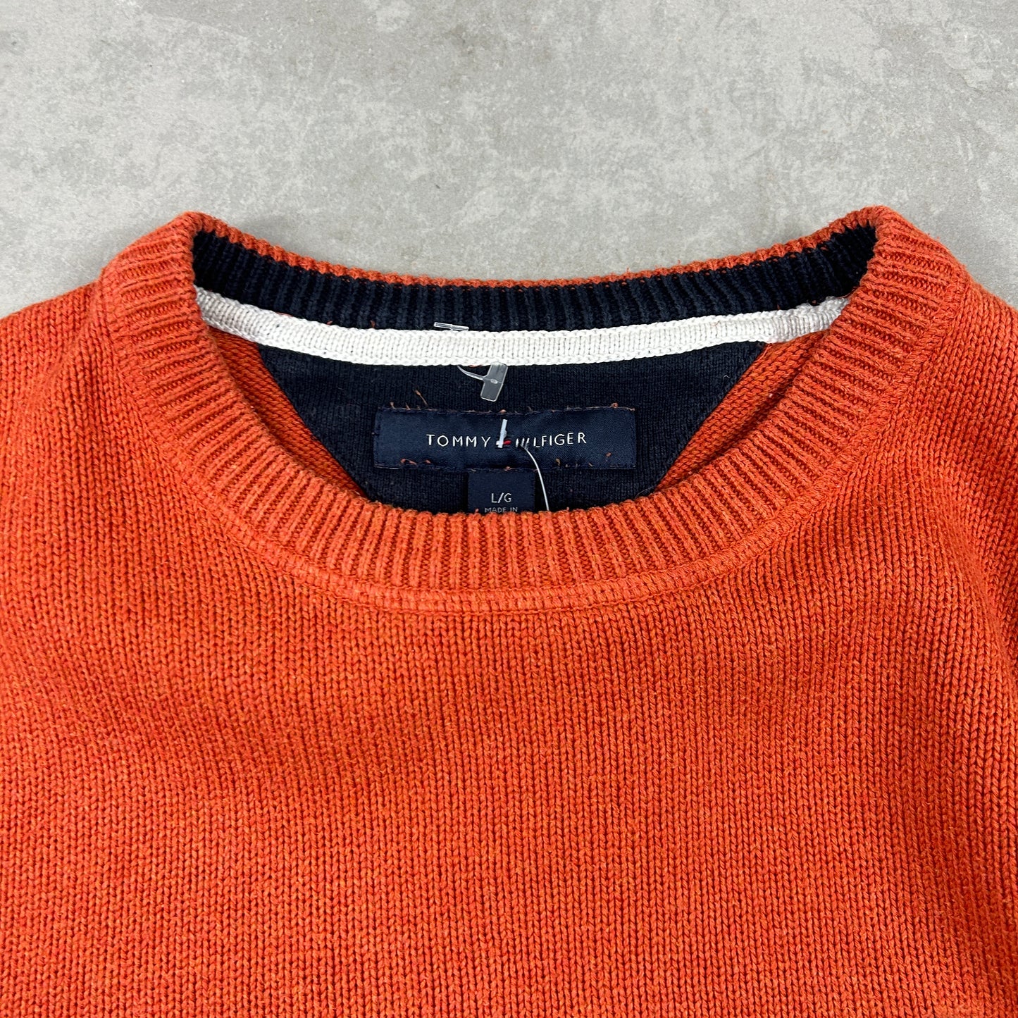 Vintage Tommy Hilfiger Chunky Knit Orange Fisherman Jumper - L