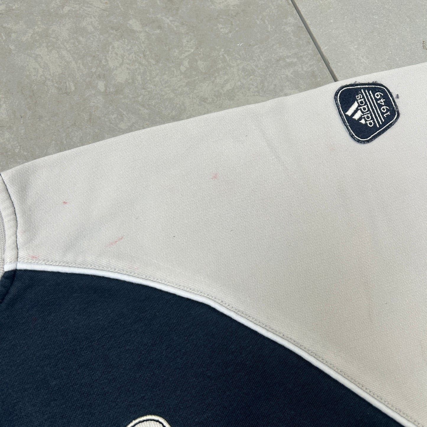 Vintage Adidas Navy White Spellout Sweatshirt - S