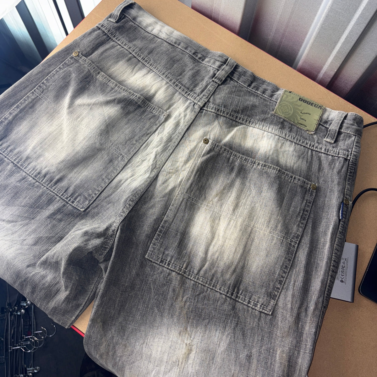 Dodeca Grey Embroidered Japanese Denim Hip Hop Y2K Baggy Jeans - 40L