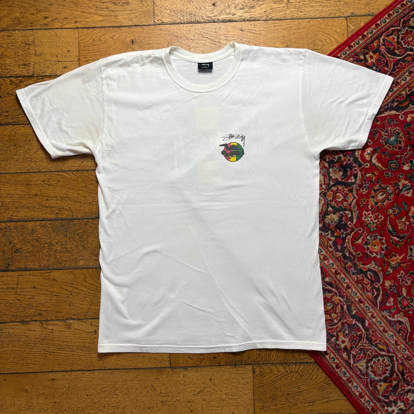 Vintage Stussy White Graphic T-Shirt - L