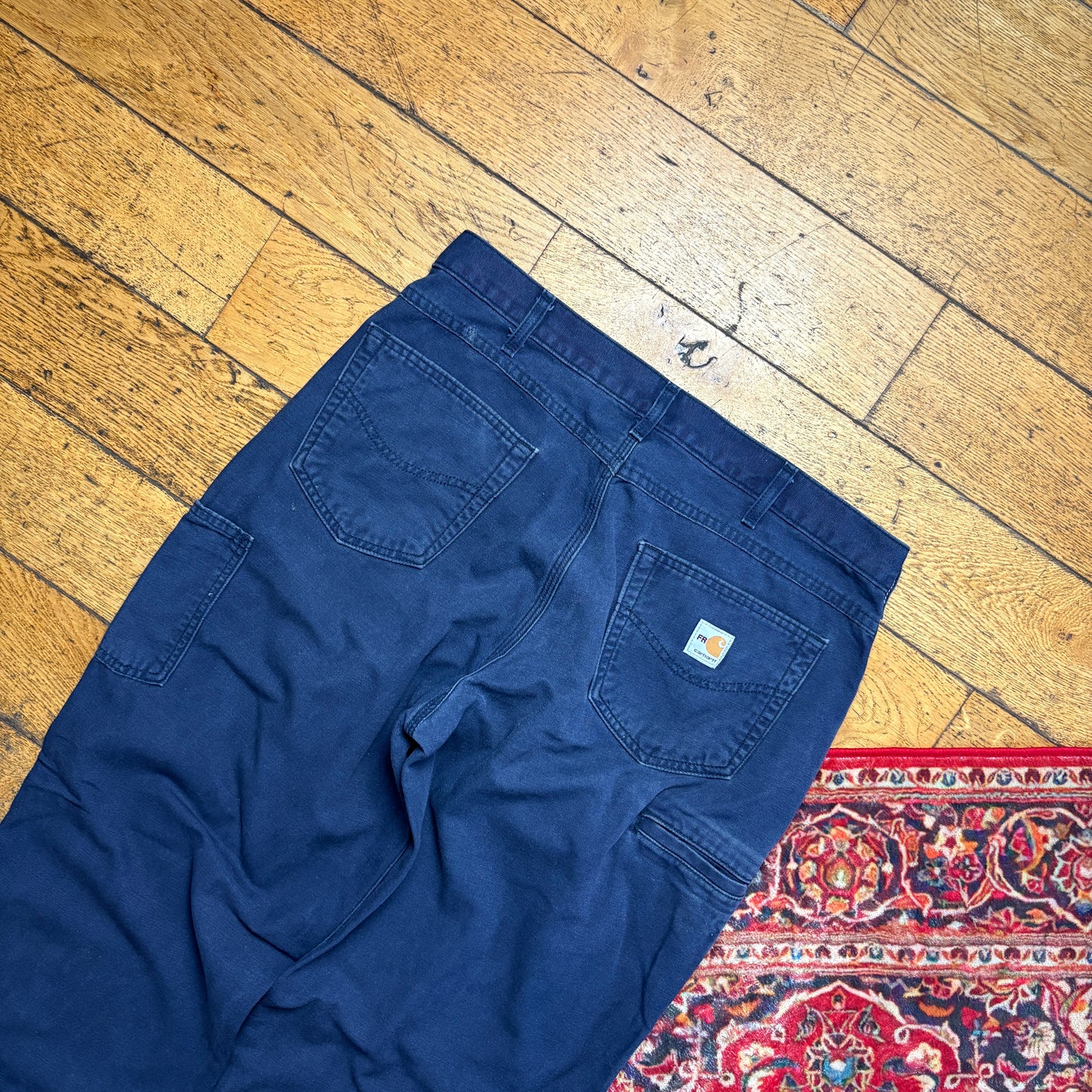 Vintage Carhartt Workwear Carpenter Navy Baggy Trousers - 38L