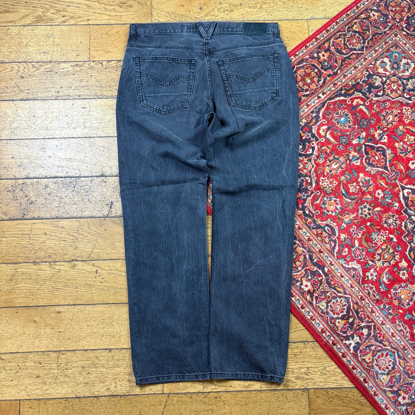 Vintage Harley Davidson Black Y2K Hip Hop Baggy Jeans - 38