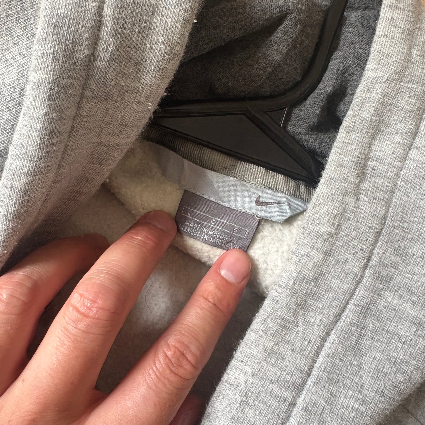 Vintage Nike Swoosh Grey Y2K Silver Tag Hoodie Embroidered Sweatshirt - XL