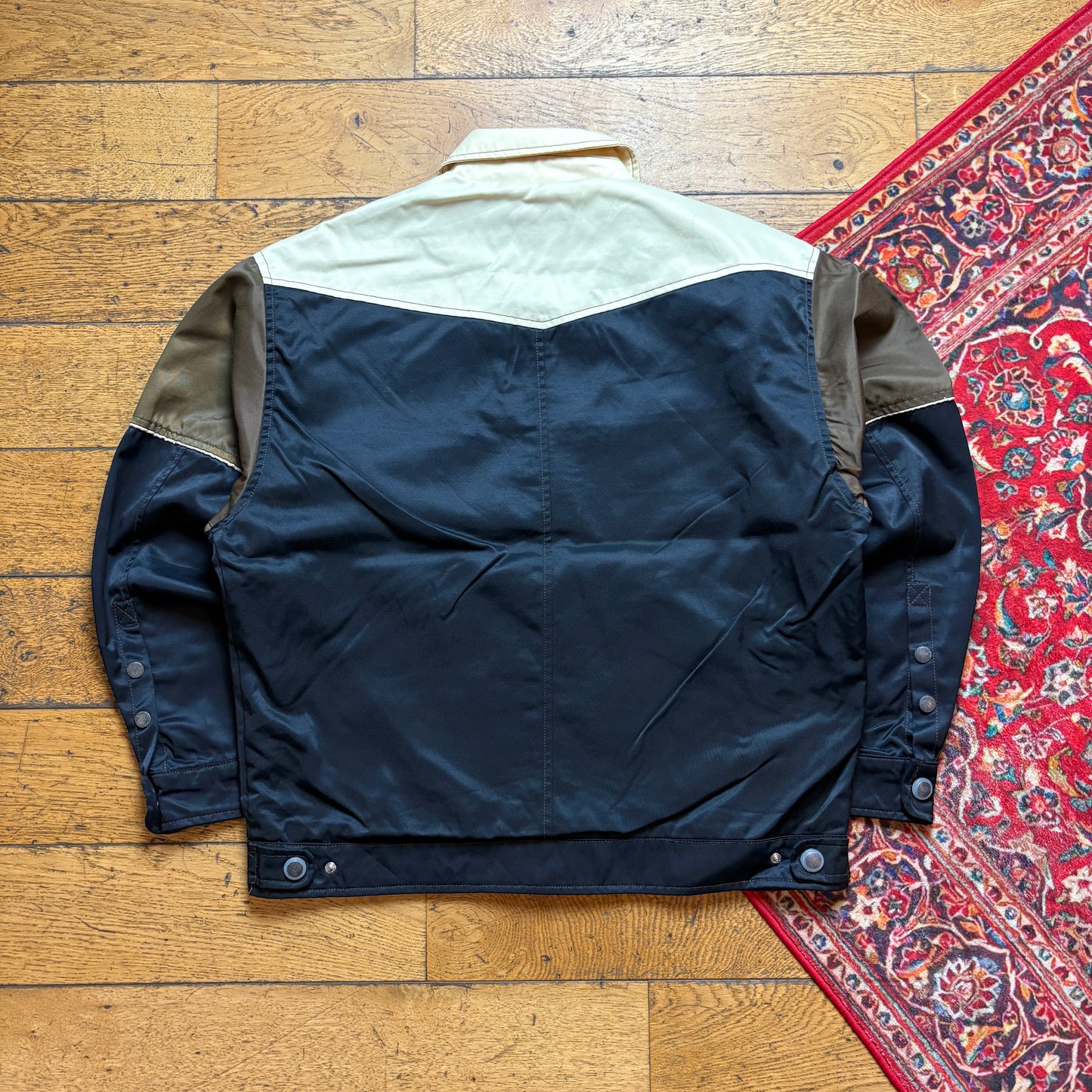 Vintage Egemony Cream Black Nylon Workwear Jacket - XL