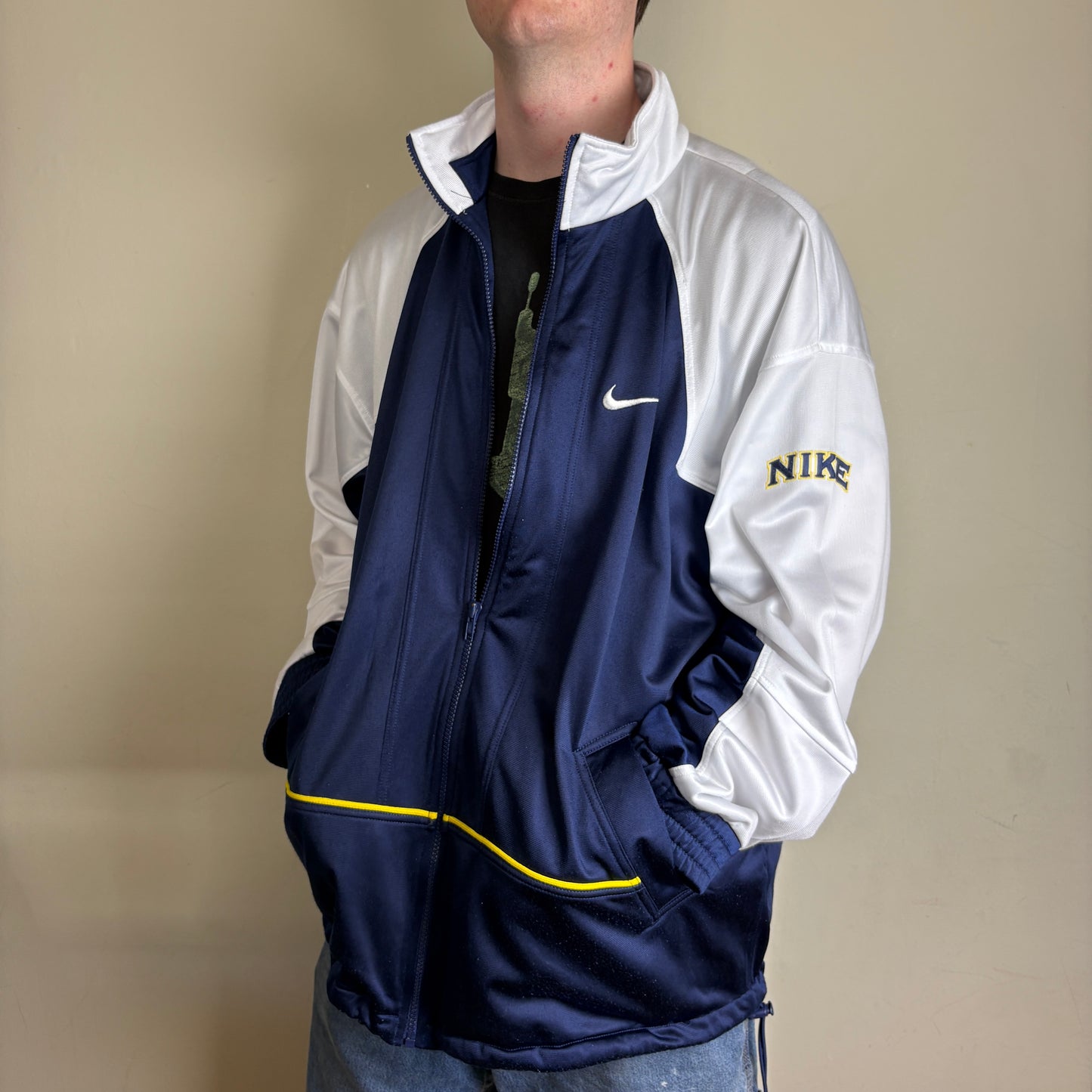 Vintage Nike Basketball 90s Navy White Tracksuit Track Jacket - XL
