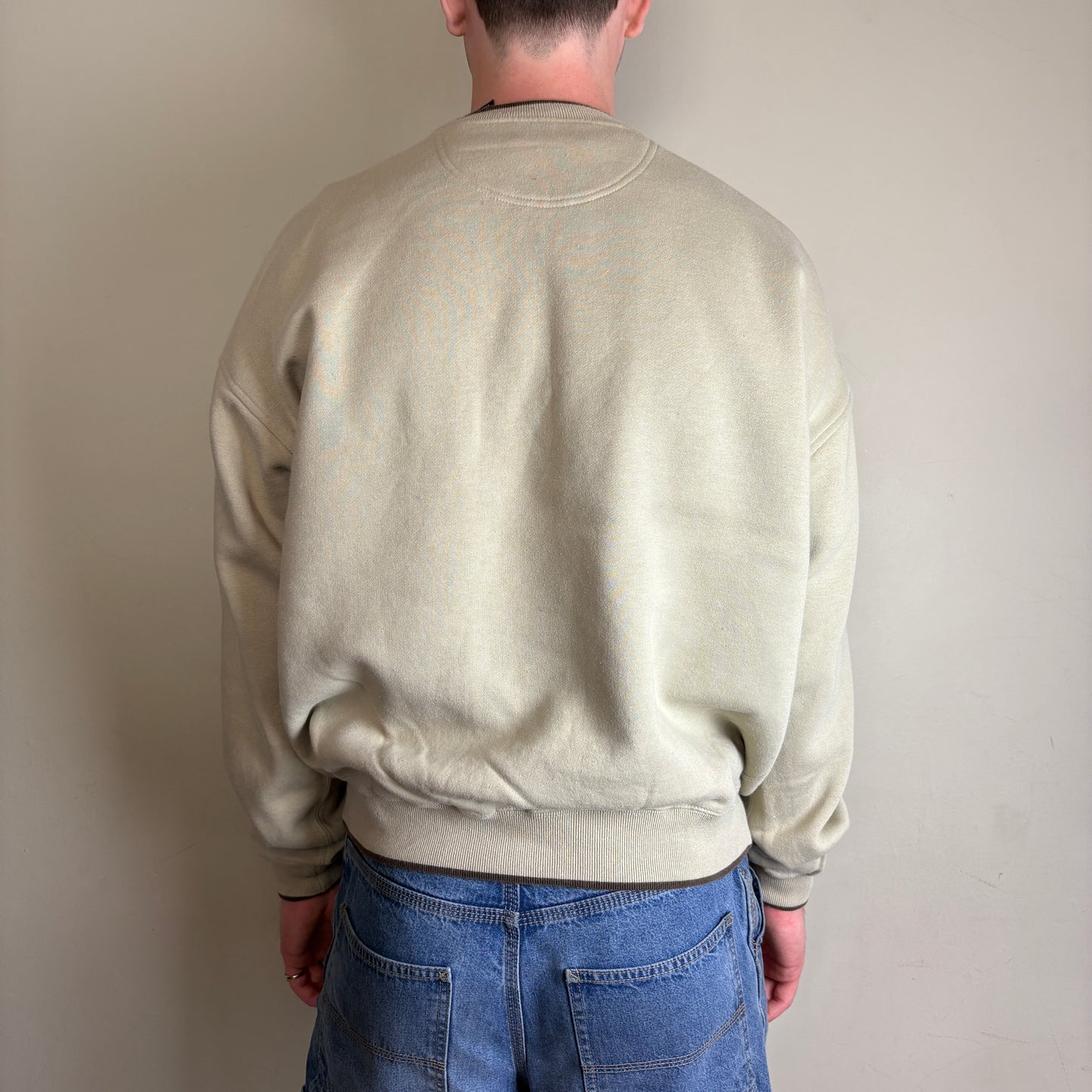 Vintage Eagle Nature Cream Embroidered Sweatshirt - L
