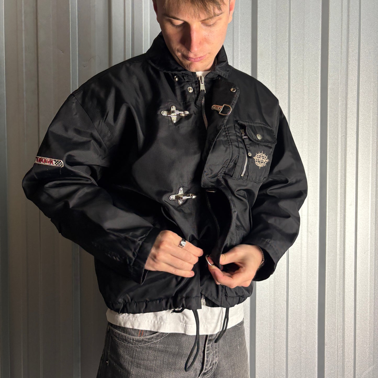 Vintage 90s Energie Fireman Clasp Black Jacket - M