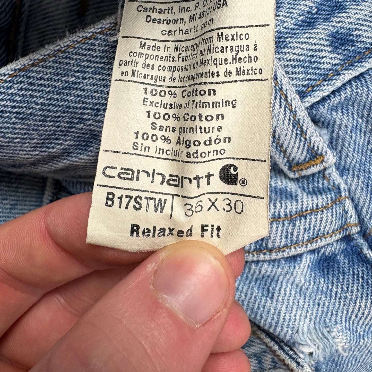 Vintage Carhartt Blue Workwear Carpenter Baggy Jeans - 36