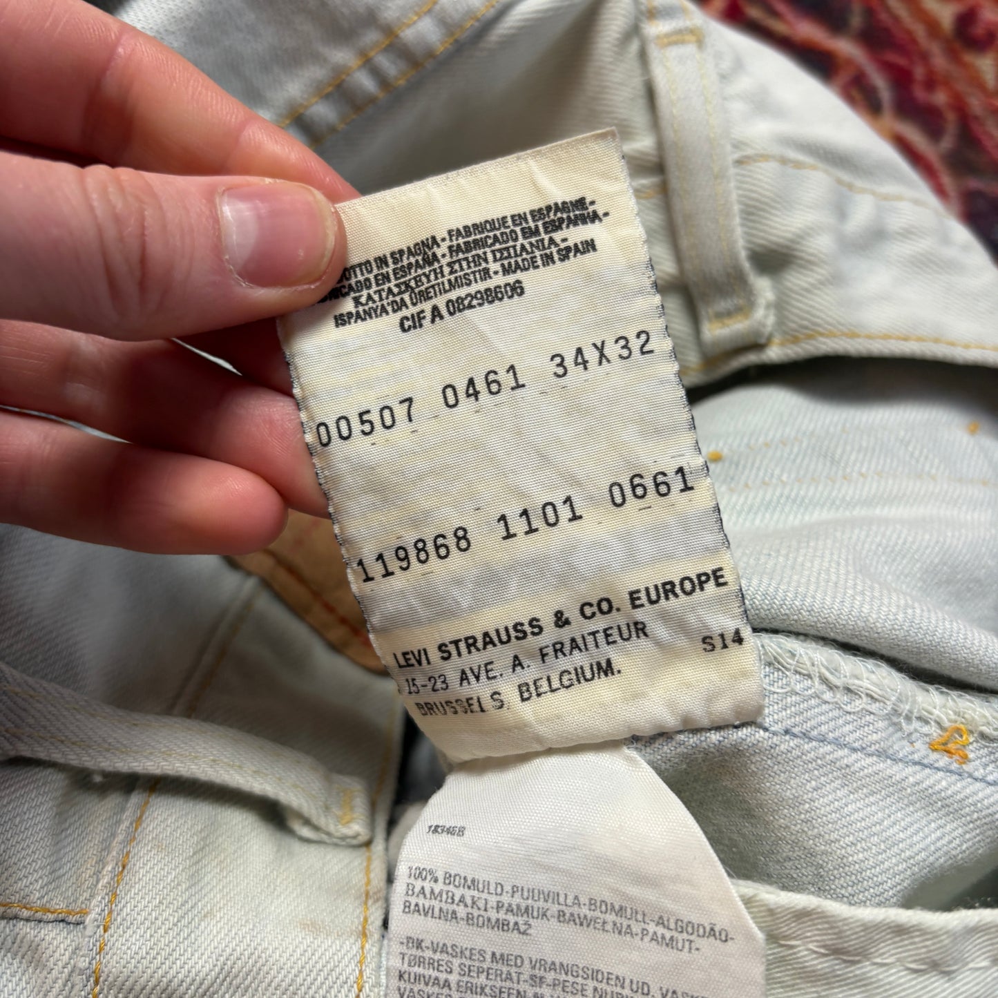 Vintage Levis 507 Bootcut White Light Blue Denim Jeans - 34R