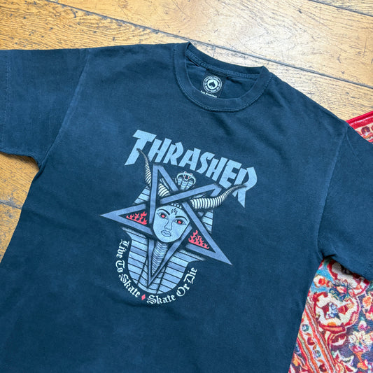 Vintage Thrasher Black Skate Graphic T-Shirt - S