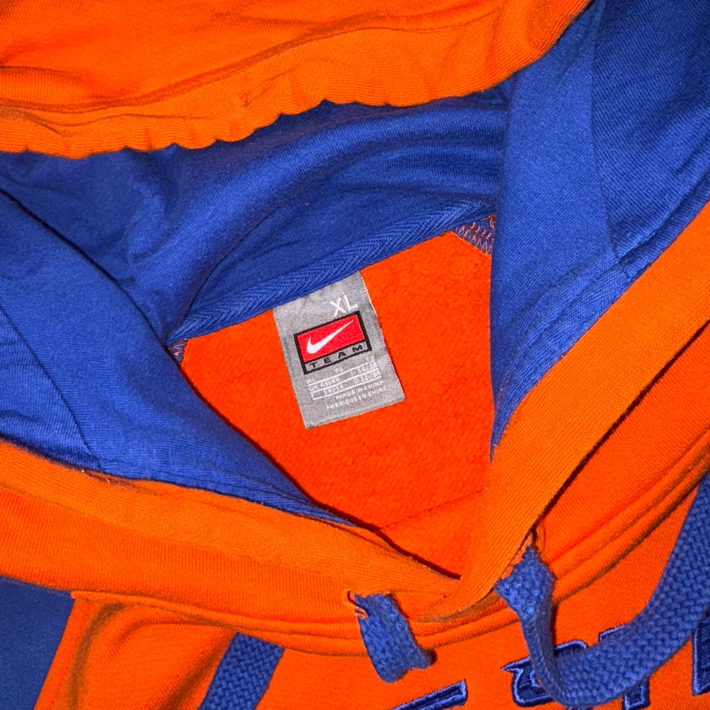Vintage 90s Nike Orange Hoodie Centre Swoosh Embroidered Sweatshirt - XL