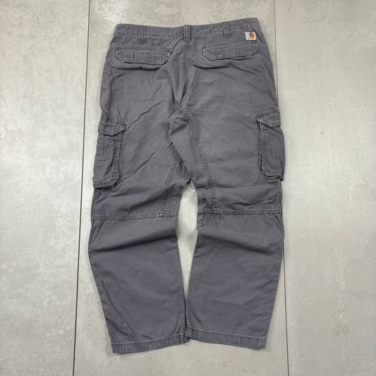 Vintage Carhartt Grey Workwear Cargo Baggy Trousers - 38