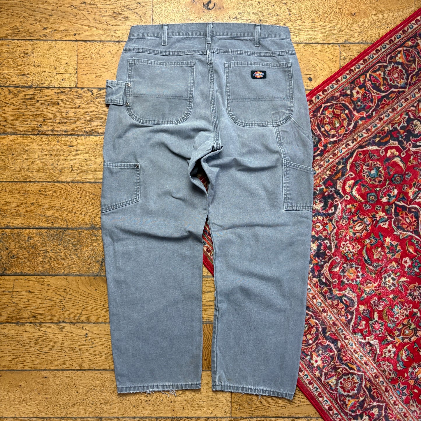 Vintage Dickies Workwear Carpenter Grey Baggy Trousers - 34S