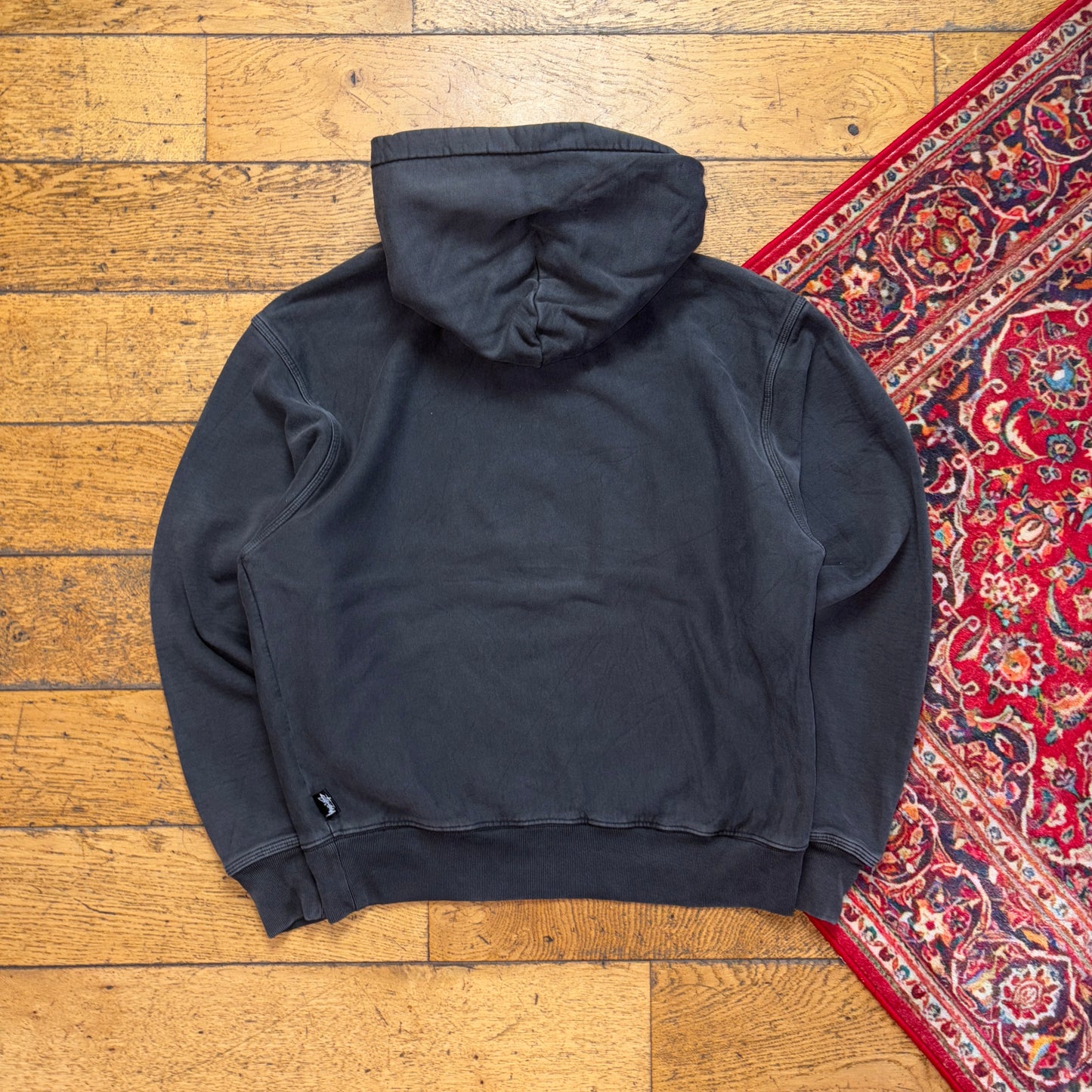 Vintage Stussy Grey Boxy Hoodie Sweatshirt - S