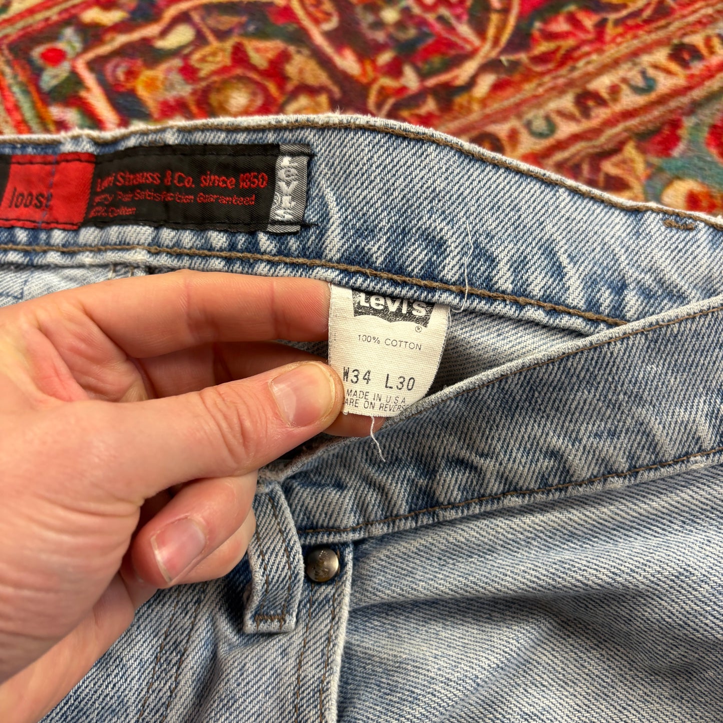 Vintage 1992 Levis Silver Tab Blue Baggy Jeans - 34