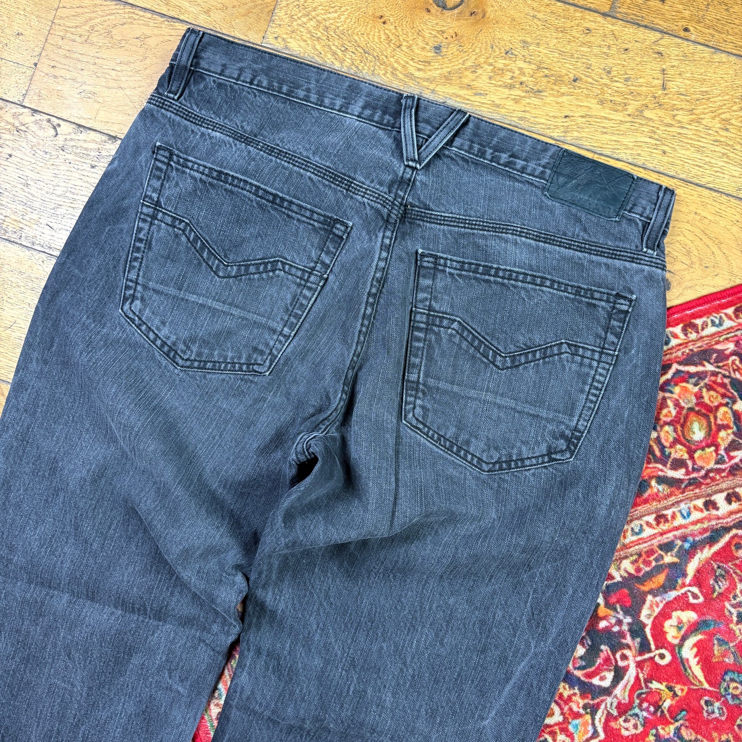 Vintage Harley Davidson Black Y2K Hip Hop Baggy Jeans - 38