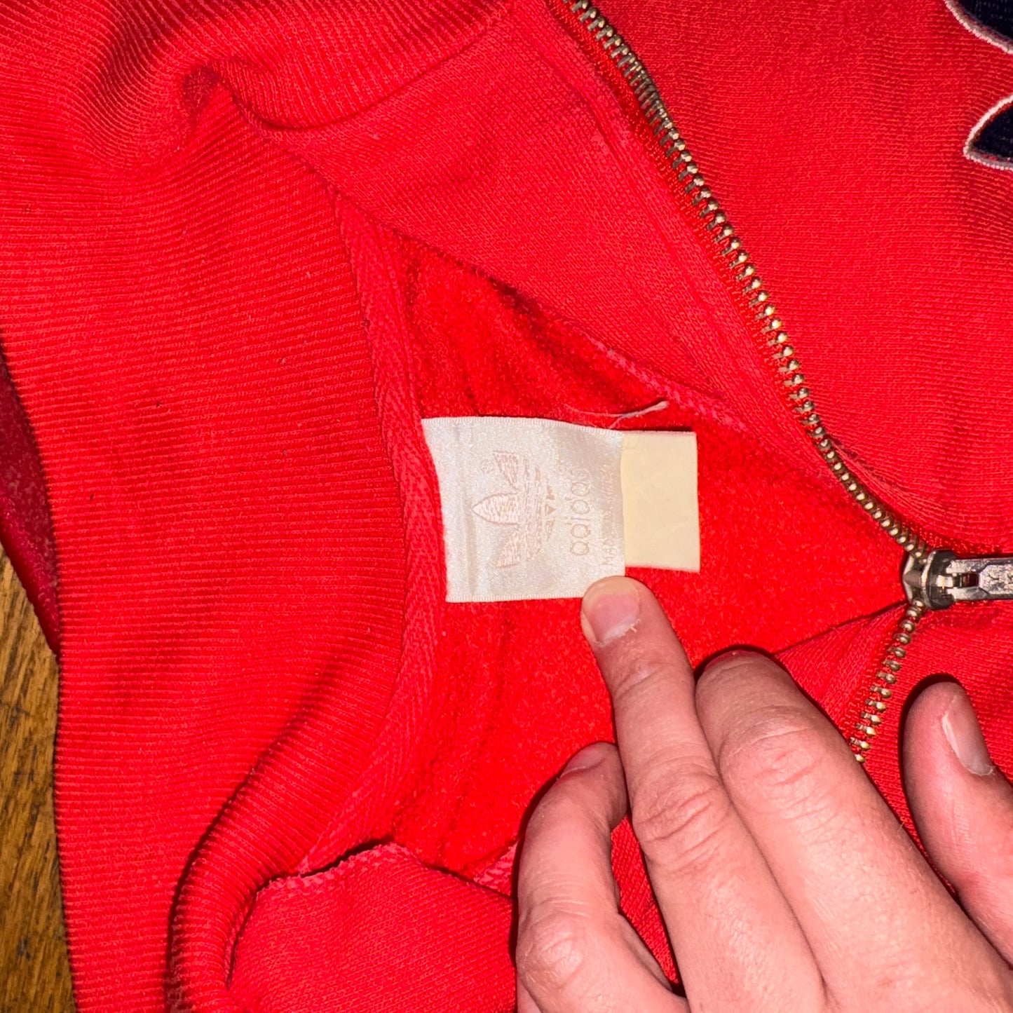 Vintage 90s Adidas Red Quarter Zip Embroidered Sweatshirt - M