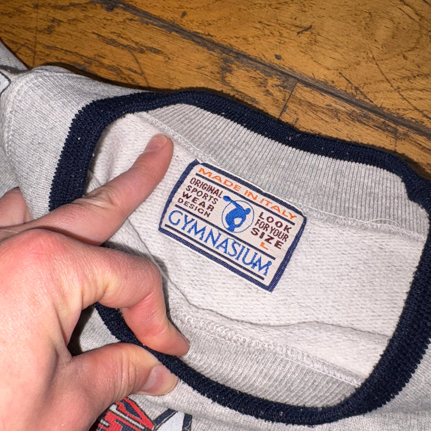 Vintage 90s Grey Athletic Graphic Sweatshirt - L