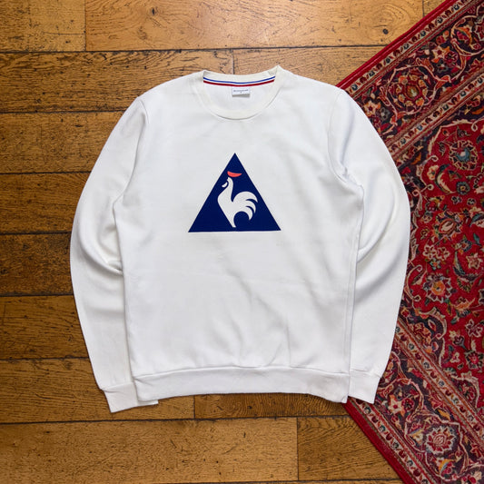 Vintage Le Coq Sportif White Sweatshirt - S