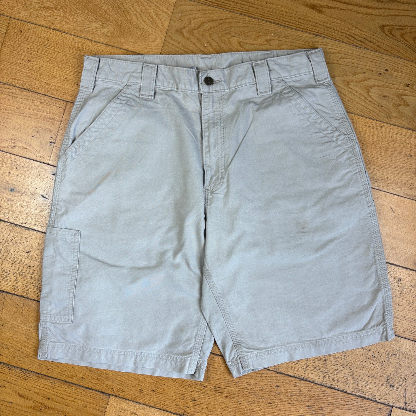 Vintage Carhartt Cream Workwear Baggy Carpenter Shorts - 36
