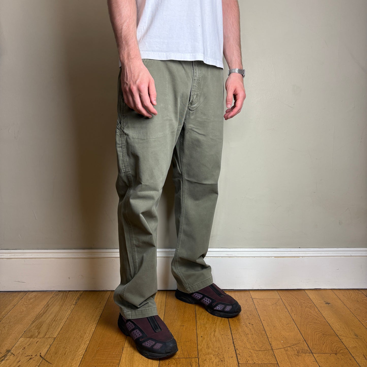 Vintage Carhartt Green Workwear Carpenter Baggy Trousers - 38S