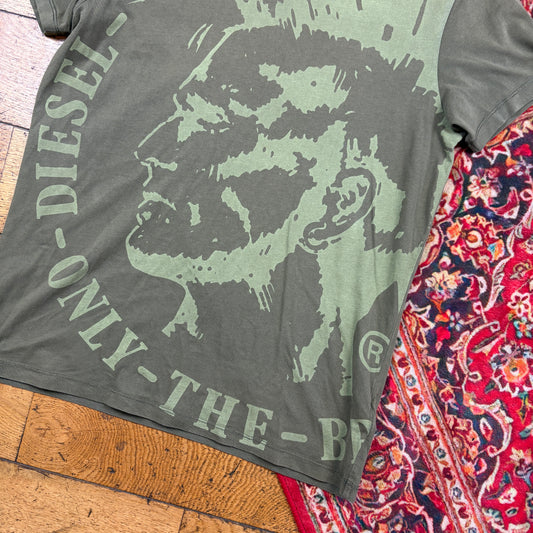 Vintage Diesel Y2K Green Graphic T-Shirt - XS