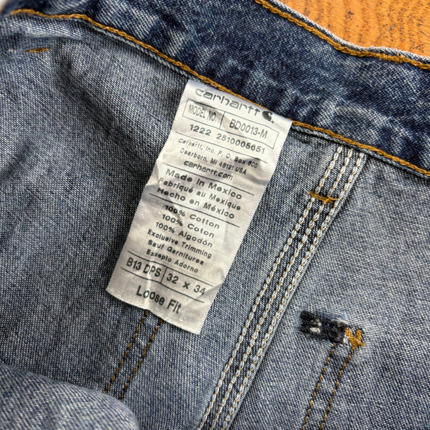 Vintage Carhartt Workwear Carpenter Baggy Blue Jeans - 32