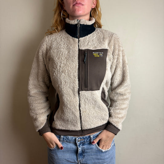 Vintage Mountain Hardwear Cream Brown Gorpcore Fleece Embroidered Jumper - S