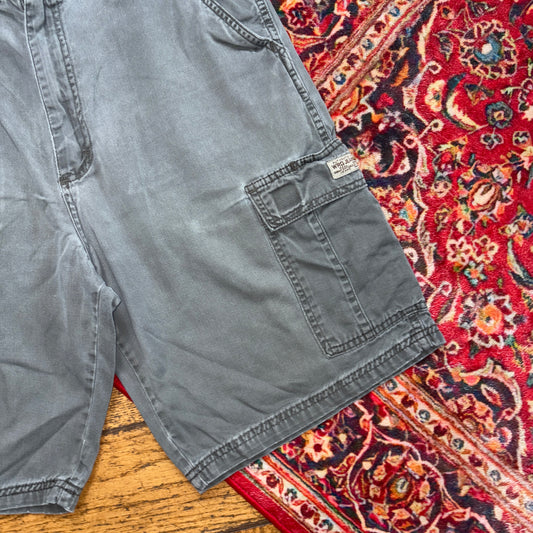 Vintage Wrangler Green Grey Y2K Cargo Baggy Shorts Jorts - 32