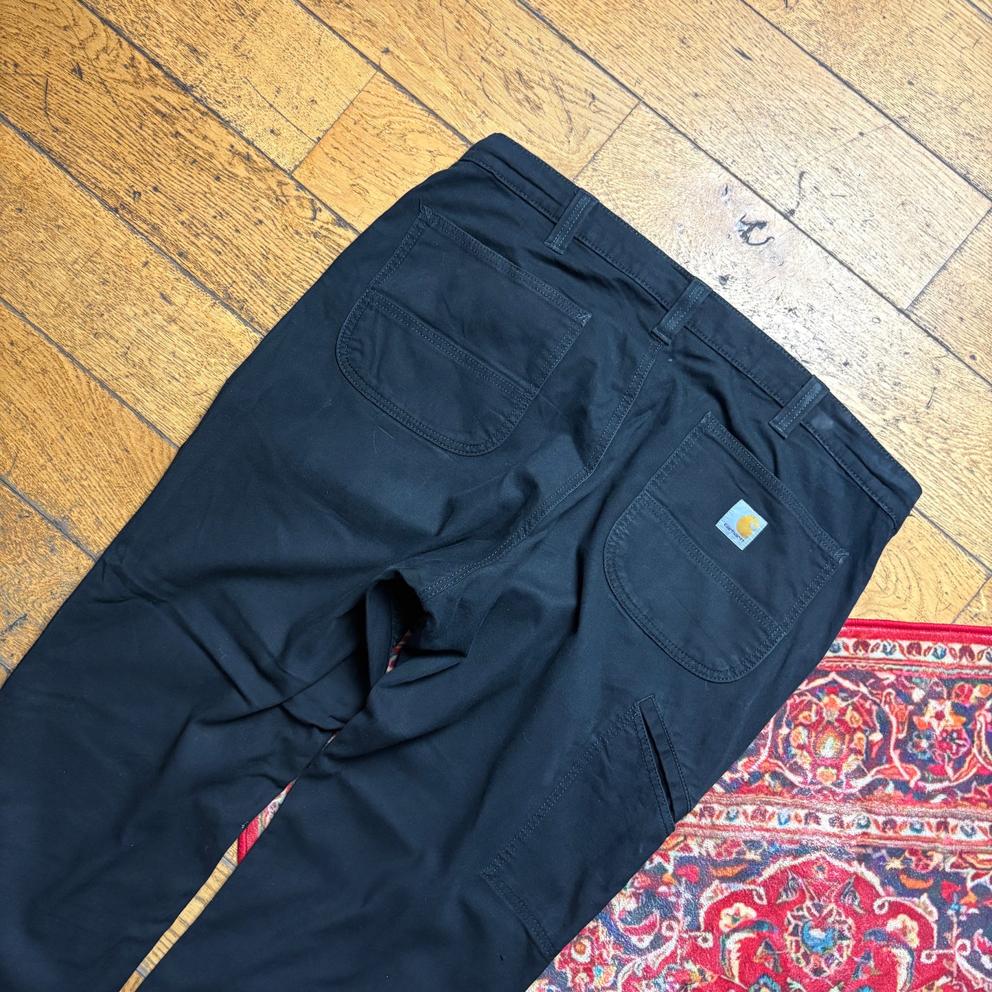 Vintage Carhartt Workwear Carpenter Black Baggy Trousers - 42S