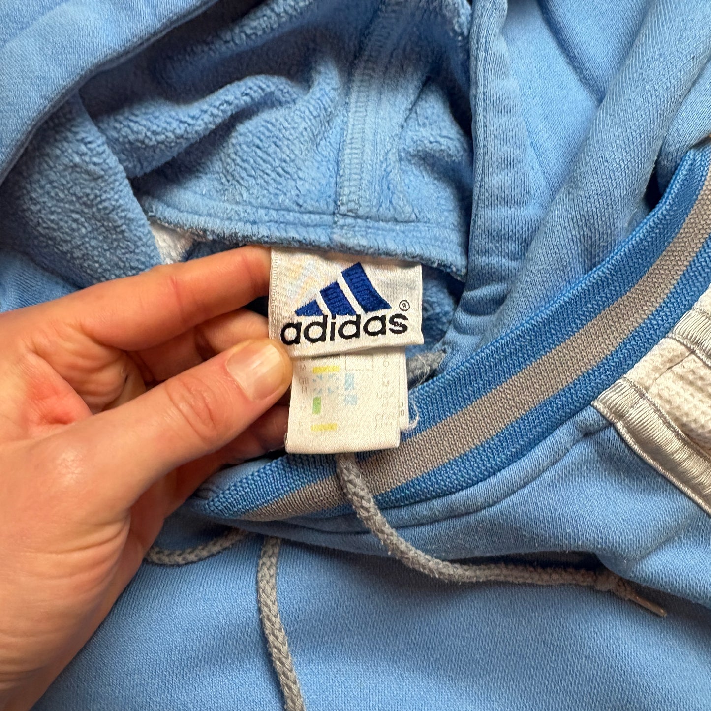 Vintage 90s Adidas Basketball Blue Embroidered Hoodie Sweatshirt - L