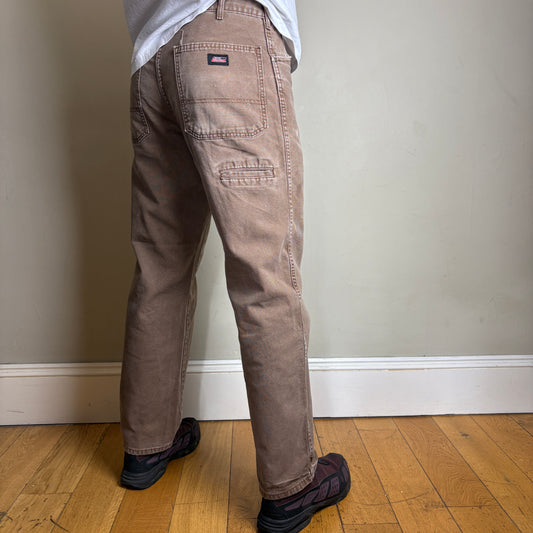 Vintage Dickies Brown Workwear Carpenter Baggy Trousers - 32S