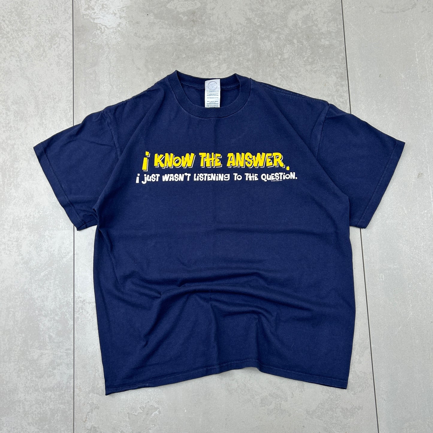 Vintage 90s Single Stitch Funny Navy Graphic T-Shirt - M