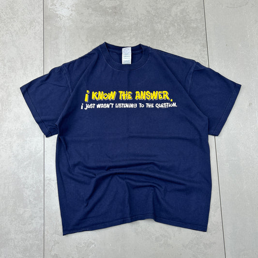 Vintage 90s Single Stitch Funny Navy Graphic T-Shirt - M
