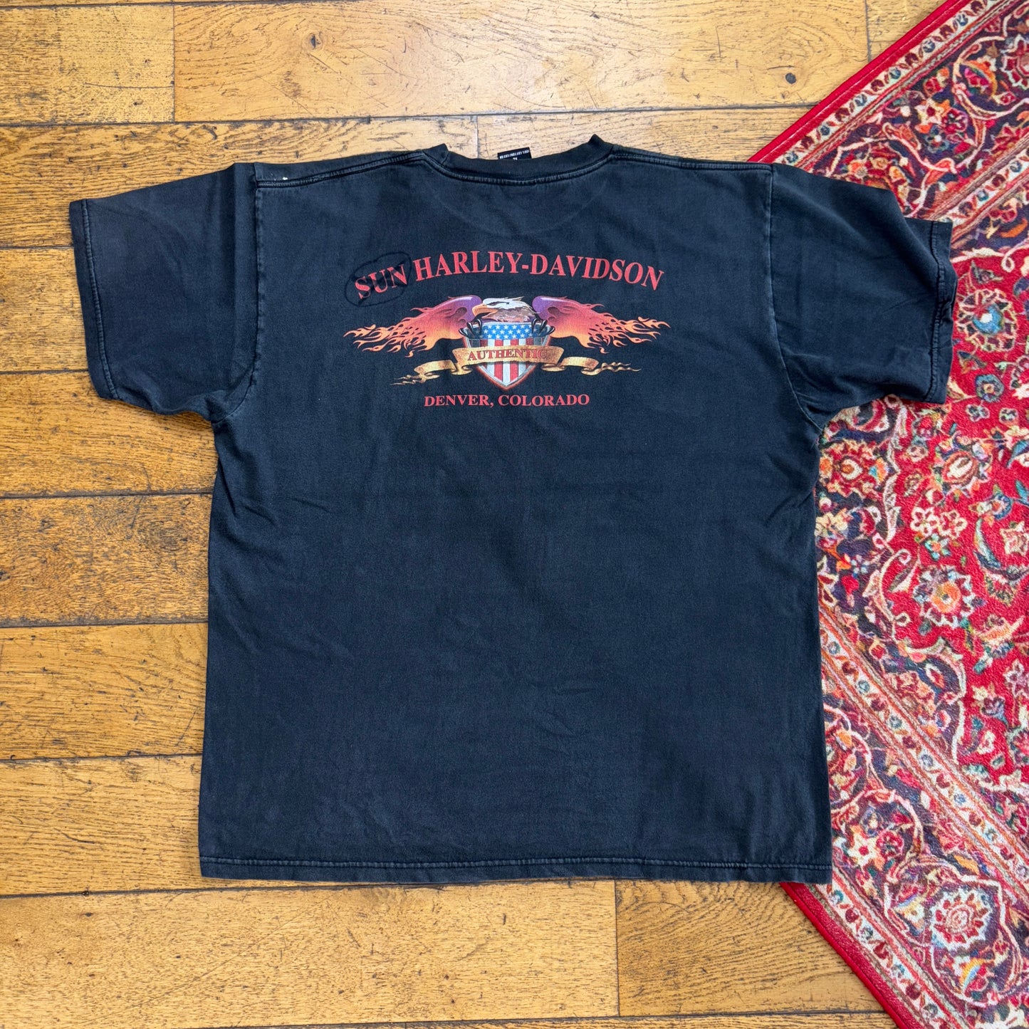 Vintage Harley Davidson Wolf Black Motorbike Graphic T-Shirt - L