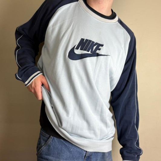 Vintage Nike Y2K Blue Embroidered Sweatshirt - 2XL
