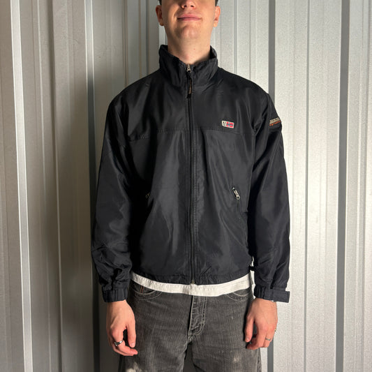 Vintage Napapijri Black Embroidered Hiking Gorpcore Zip Jacket - S