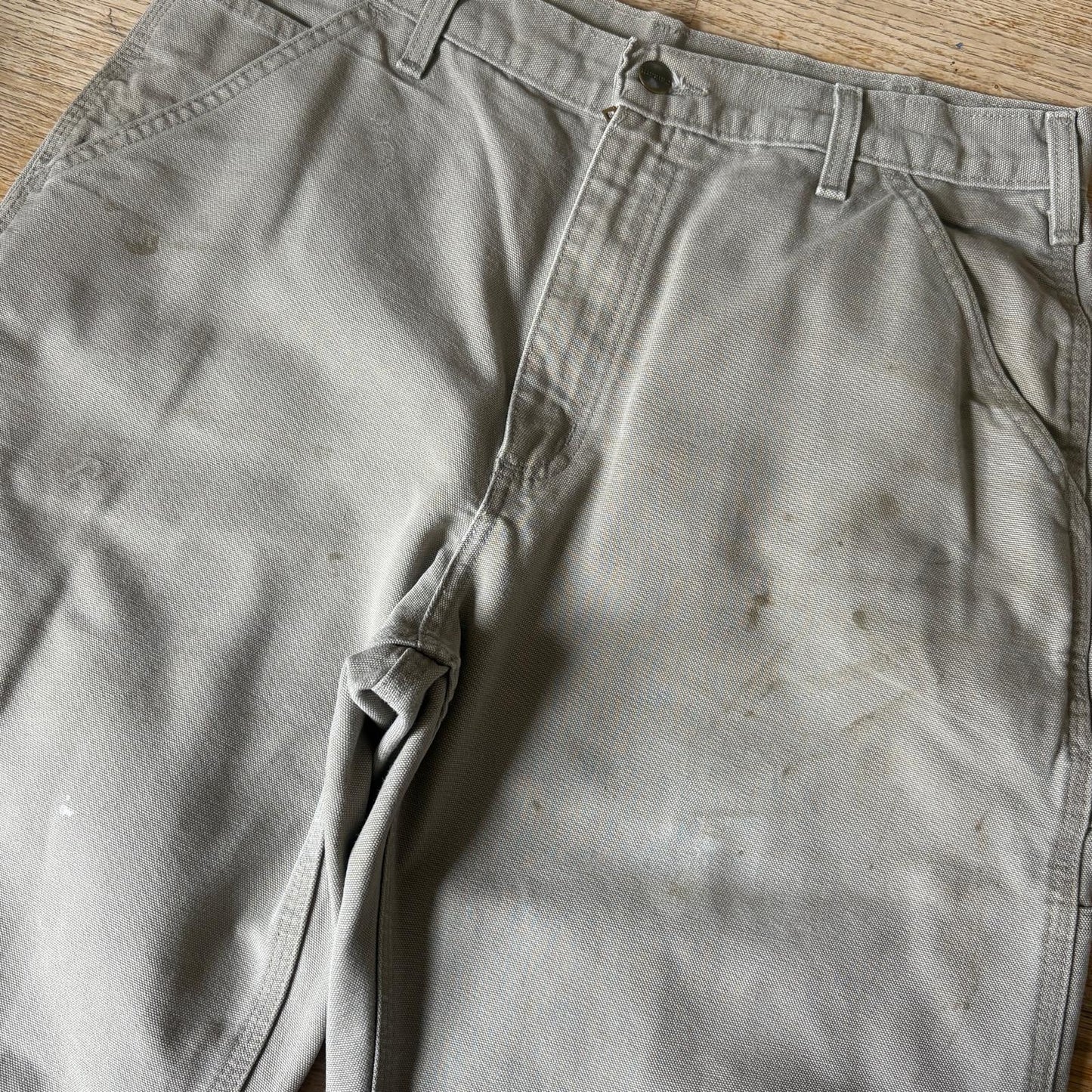 Vintage Carhartt Brown Cream Workwear Carpenter Baggy Trousers - 32R