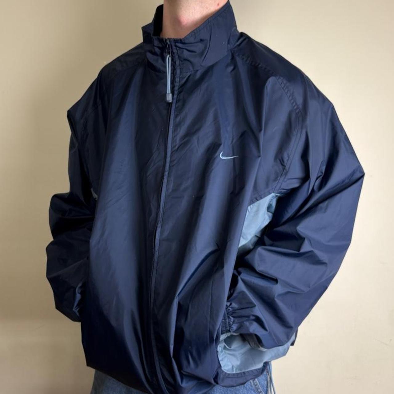 Vintage Nike y2k Swoosh Navy Windbreaker Coat Jacket - 2XL