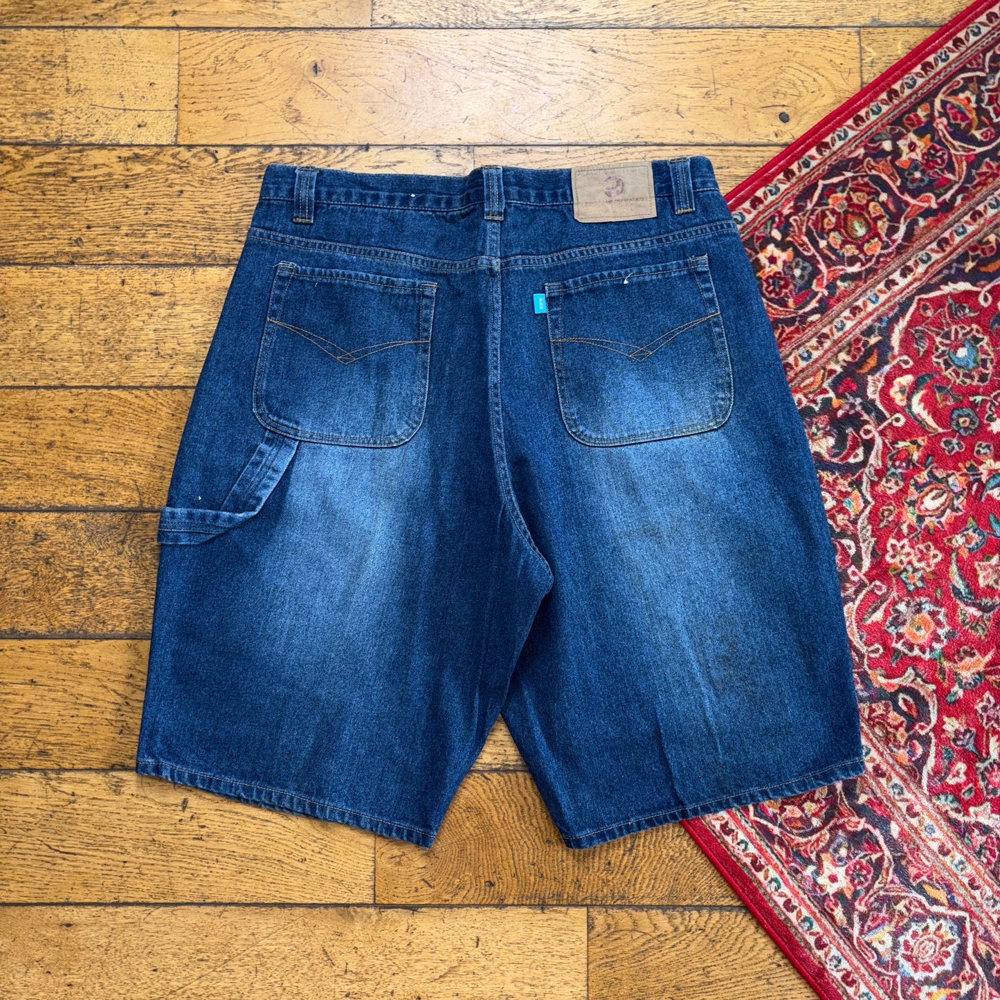 Vintage Embroidered Hip Hop Baggy Blue Shorts Jorts - 38