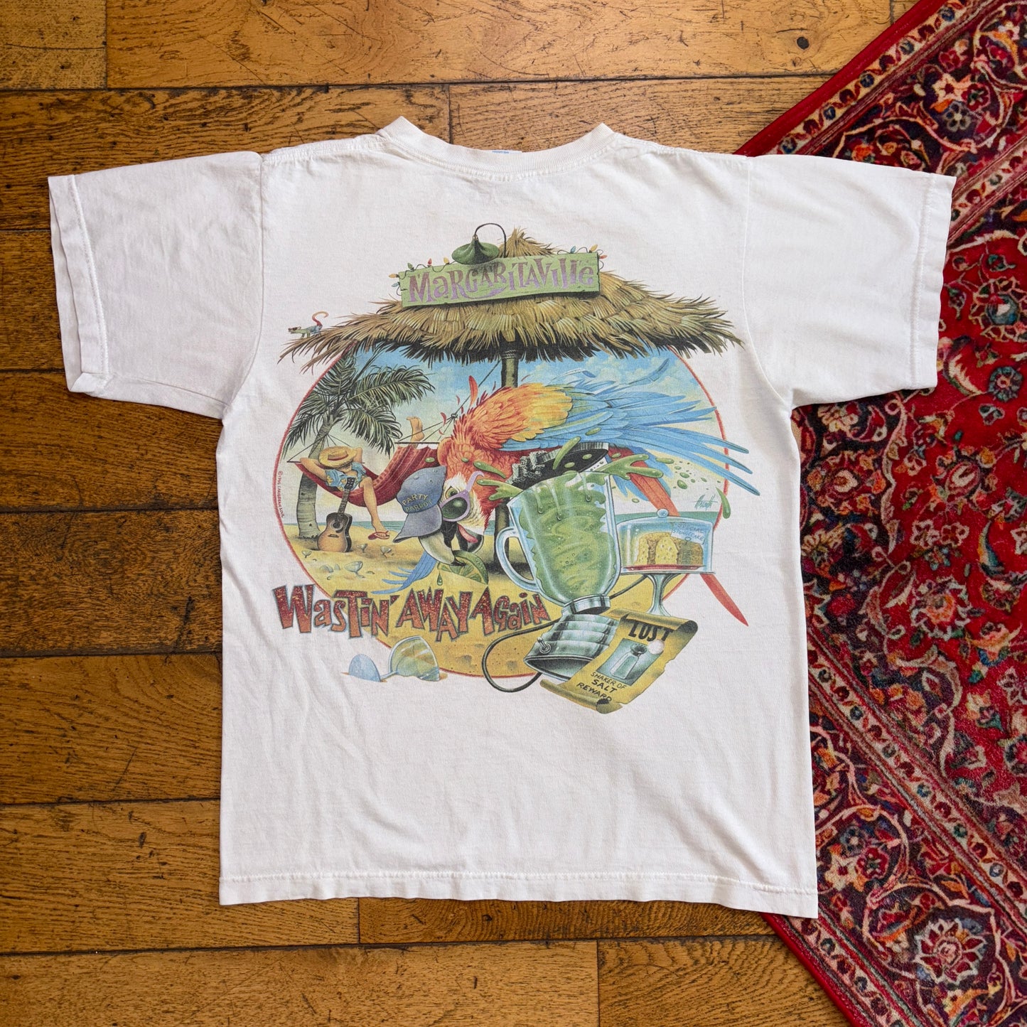 Vintage 1996 White Margaritaville Beach Funny Single Stitch Graphic T-Shirt - S