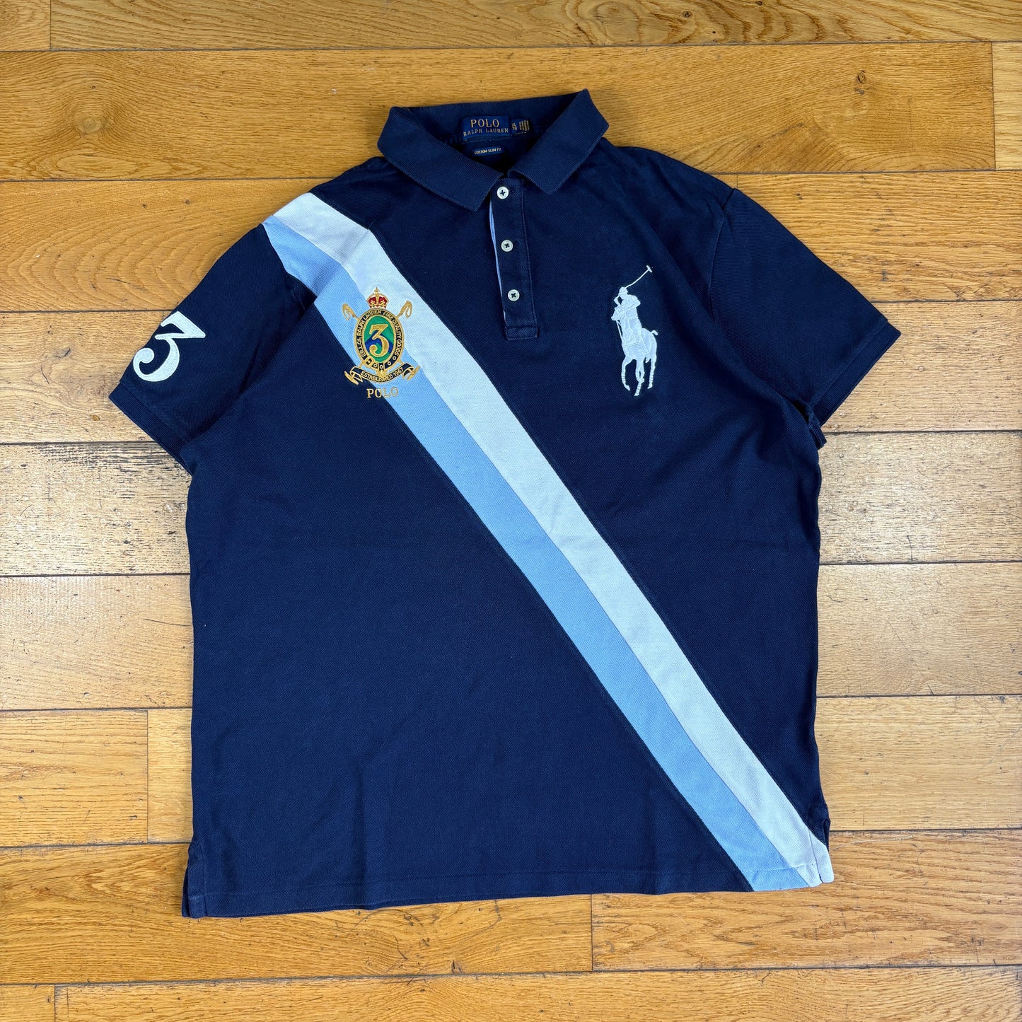 Ralph Lauren Navy Embroidered Big Pony Polo Shirt - XL